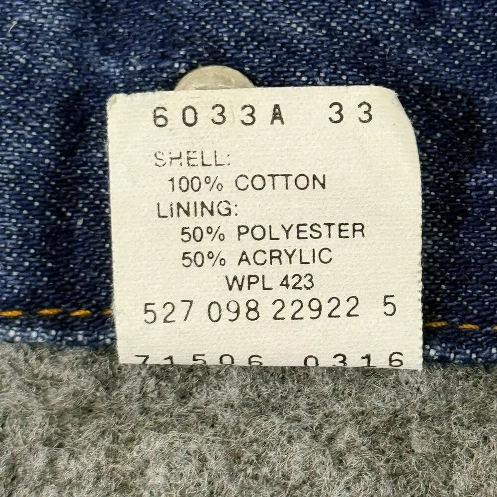 Vintage 1988 Levis 71506 Blanket Lined Denim Trucker Jacket 38L USA Workwear